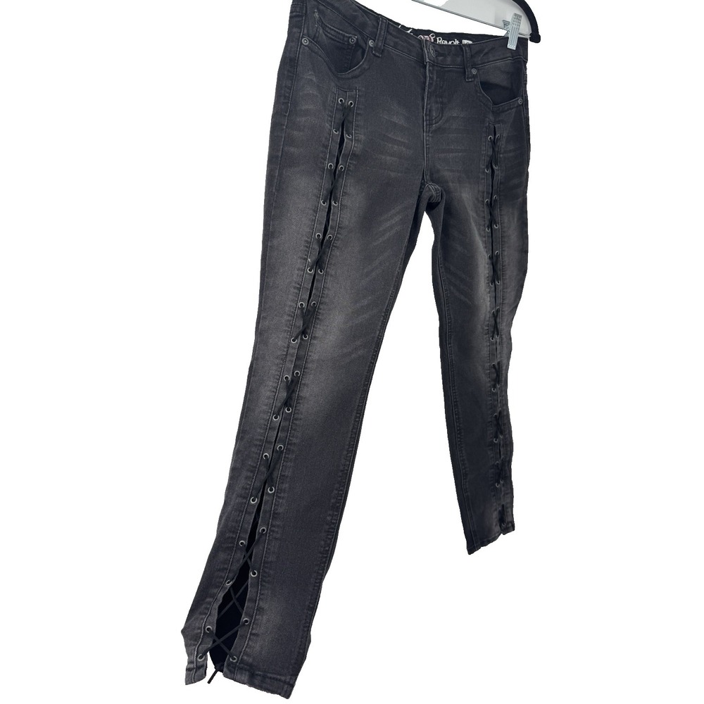 Lace Up Black Denim Jeans Skinny Ankle Legging Y2K Britney pop‎ star Dirrty